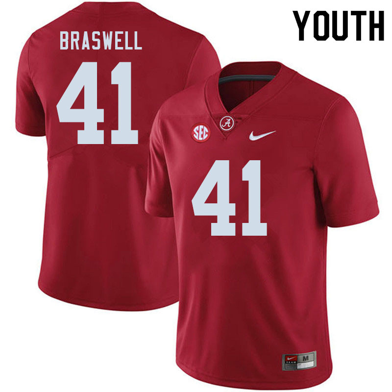 Alabama Crimson Tide Youth Chris Braswell #41 Crimson NCAA Nike Authentic Stitched 2020 College Football Jersey NI16V44VA